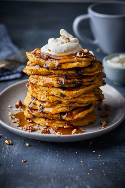 Chocolate-Chip-Pumpkin-Pancakes-with-Whipped-Maple-Butter