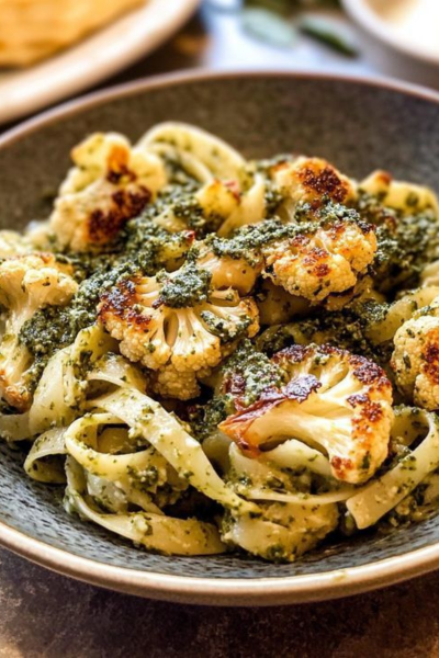 Roasted-cauliflower-pasta-with-pesto