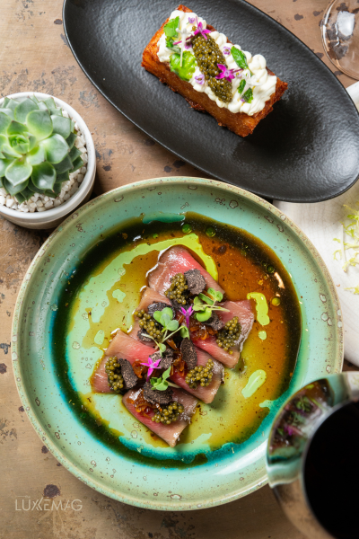 Tuna Crudo crowned with black truffle and caviar - Loews Hotel Miami Beach